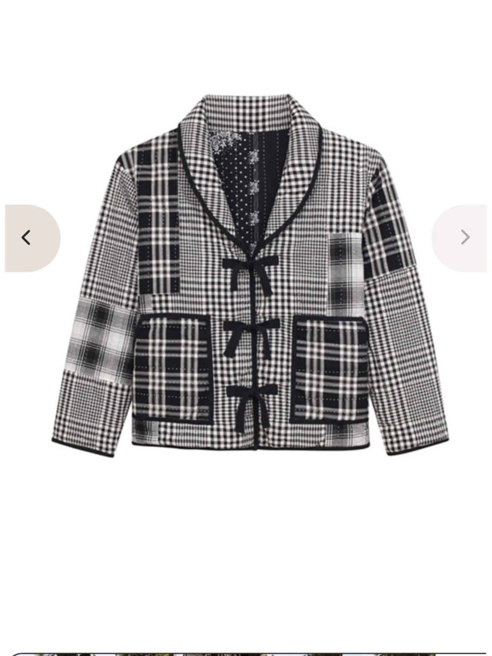 THE GREAT. Black & White Plaid Quilt Jacket